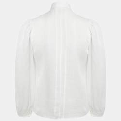 Pre Owned Zimmermann White Ramie Scallop Frill Detail Jude Shirt S 