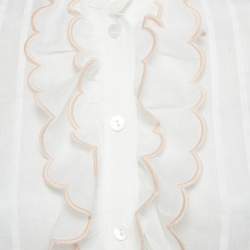Pre Owned Zimmermann White Ramie Scallop Frill Detail Jude Shirt S 