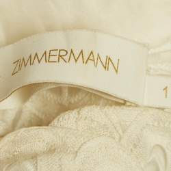 Pre Owned Zimmermann White Silk Lace Cut -Out Wavelength Shirt Dress M