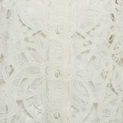 Pre Owned Zimmermann White Silk Lace Cut -Out Wavelength Shirt Dress M