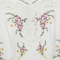 Pre Owned Zimmermann White Embroidered Lace Trim Linen & Cotton Allia Mini Dress M