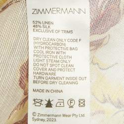 Pre Owned Zimmermann Beige Floral Print Embellished Linen & Silk Matchmaker Shirt L