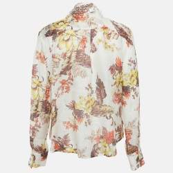 Pre Owned Zimmermann Beige Floral Print Embellished Linen & Silk Matchmaker Shirt L