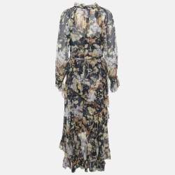 مملوكة مسبقًا فستان زيمرمان حرير طباعة زهور زرقاء حافة غير متساوية متوسط الطول مقاس متوسط (ميديوم)