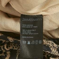 مملوكة مسبقًا Zimmermann Beige Chiffon Leopard Print Cut-Out Mini Dress M