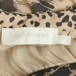مملوكة مسبقًا Zimmermann Beige Chiffon Leopard Print Cut-Out Mini Dress M