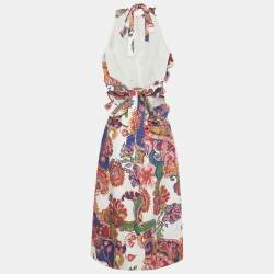 Pre Owned فستان زيمرمان كتّان مطبوع متعدد الألوان لافسترَك بكشاكش مقاس وسط (ميديام)