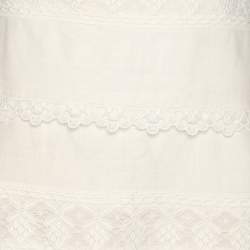 Pre Owned فستان زيمرمان من الكتان الأبيض بدانتيل وحزام أنبوبي متوسط الطول مقاس صغير