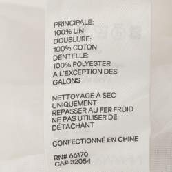 Pre Owned فستان زيمرمان من الكتان الأبيض بدانتيل وحزام أنبوبي متوسط الطول مقاس صغير