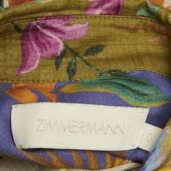 مملوكة مسبقًا Zimmermann Multicolor Floral Print Cotton Tropicana Shirt & Shorts Set S