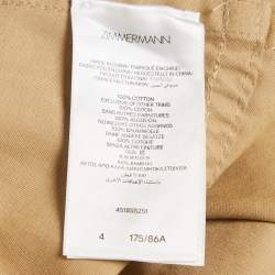 Pre Owned Zimmermann Khaki Gabardine Pleated Mini Skirt L