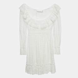 Pre Owned Zimmermann White Embroidered Cotton Melody Ladder Mini Dress XS