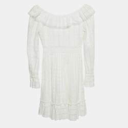 Pre Owned Zimmermann White Embroidered Cotton Melody Ladder Mini Dress XS
