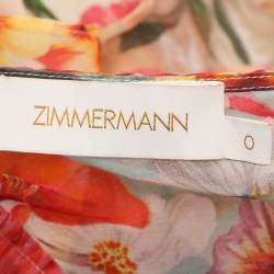 Pre Owned Zimmermann Multicolor Floral Print Chiffon Wonderland Flounce Midi Dress XS