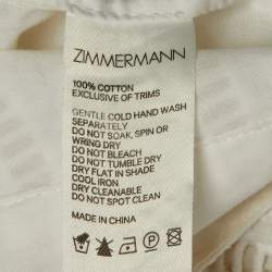 Pre Owned Zimmermann Ivory Broderie Anglaise Cotton Melody Ladder Crop Top M