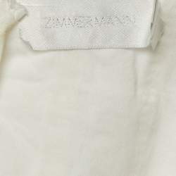 Pre Owned Zimmermann Ivory Broderie Anglaise Cotton Melody Ladder Crop Top M