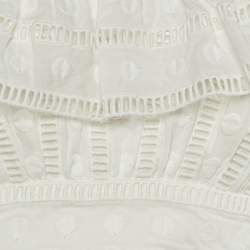 Pre Owned Zimmermann Ivory Broderie Anglaise Cotton Melody Ladder Crop Top M