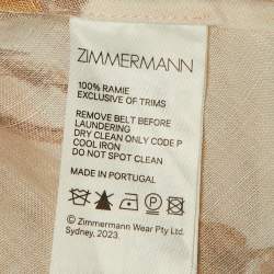 Pre Owned Zimmermann Beige Floral Print Ramie Ottie Tuck Midi Shirt Dress L