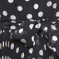 Pre Owned Zimmermann Black Polka Dot Crepe Plisse Sunray Midi Dress L