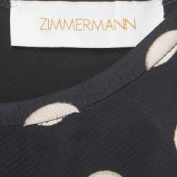 Pre Owned Zimmermann Black Polka Dot Crepe Plisse Sunray Midi Dress L