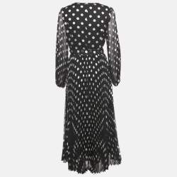 Pre Owned Zimmermann Black Polka Dot Crepe Plisse Sunray Midi Dress L