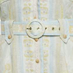 Pre Owned Zimmermann Light Green Paisley Print Linen Acacia Mini Dress M