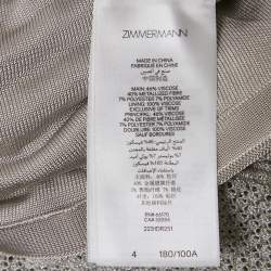 Pre Owned Zimmermann Silver Lurex Knit Tiered Frill Midi Dress L