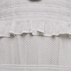 Pre Owned Zimmermann Silver Lurex Knit Tiered Frill Midi Dress L