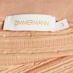 Pre Owned Zimmermann Beige Stretch Knit Illustration Frilled Dress L