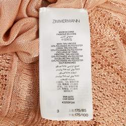 Pre Owned Zimmermann Beige Stretch Knit Illustration Frilled Dress L