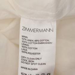 Pre Owned Zimmermann White Linen Blend Paneled Melody Off Shoulder Mini Dress XS