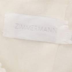 Pre Owned Zimmermann White Linen Blend Paneled Melody Off Shoulder Mini Dress XS