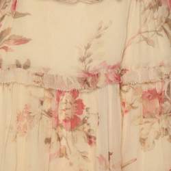 Pre Owned Zimmermann Yellow Floral Print Silk Corsair Corset Frill Mini Dress XS