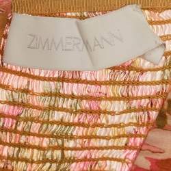 Pre Owned Zimmermann Yellow Floral Print Cotton Violet Mini Dress S 