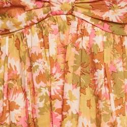 Pre Owned Zimmermann Yellow Floral Print Cotton Violet Mini Dress S 