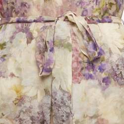 Pre Owned Zimmermann Beige Floral Print Chiffon Lyrical Lantern Midi Dress L