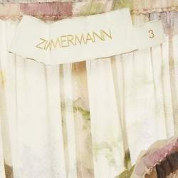 Pre Owned Zimmermann Beige Floral Print Chiffon Lyrical Lantern Midi Dress L