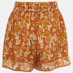 Pre Owned Zimmermann Brown Printed Silk Andie Short XS