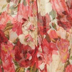 Pre Owned Zimmermann Red Floral Print Chiffon Midi Dress S