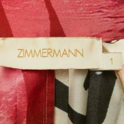 Pre Owned Zimmermann Multicolor Poster Print Silk Wavelength Pleated Mini Dress M