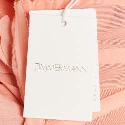 Pre Owned Zimmermann Coral Pink Linen Blend Natura Strapless Mini Dress M