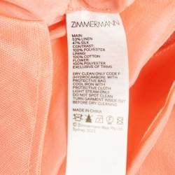 Pre Owned Zimmermann Coral Pink Linen Blend Natura Strapless Mini Dress M