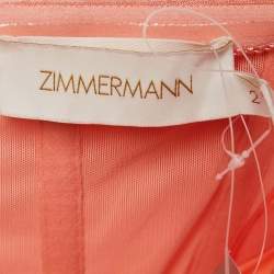 Pre Owned Zimmermann Coral Pink Linen Blend Natura Strapless Mini Dress M
