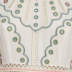 Pre Owned Zimmermann White Broderie Anglaise Linen Blend Maxi Dress M