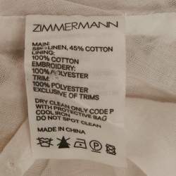 Pre Owned Zimmermann White Broderie Anglaise Linen Blend Maxi Dress M