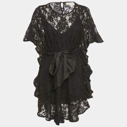 Pre Owned Zimmermann Black Lace Frill Tunic L