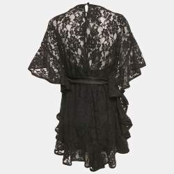 Pre Owned Zimmermann Black Lace Frill Tunic L