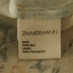 Pre Owned Zimmermann Cream Floral Print Silk Ruffled Playsuit S