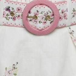 Pre Owned Zimmermann Pink/White Floral Print Linen Scallop Shorts M