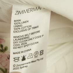 Pre Owned Zimmermann Pink/White Floral Print Linen Scallop Shorts M